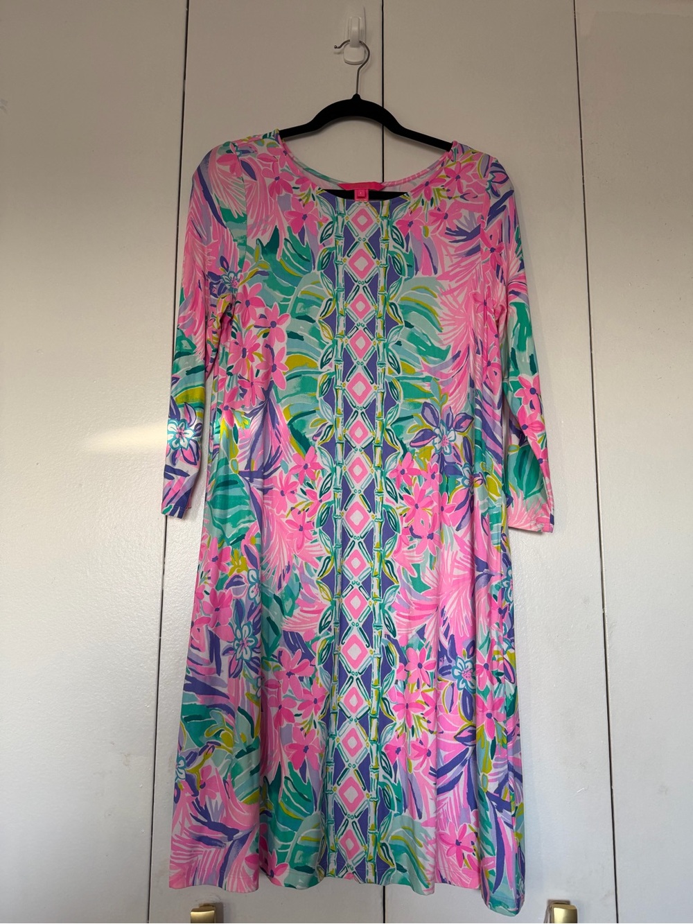 Lilly Pulitzer Pink & Green Floral Print Long-Sleeve Dress